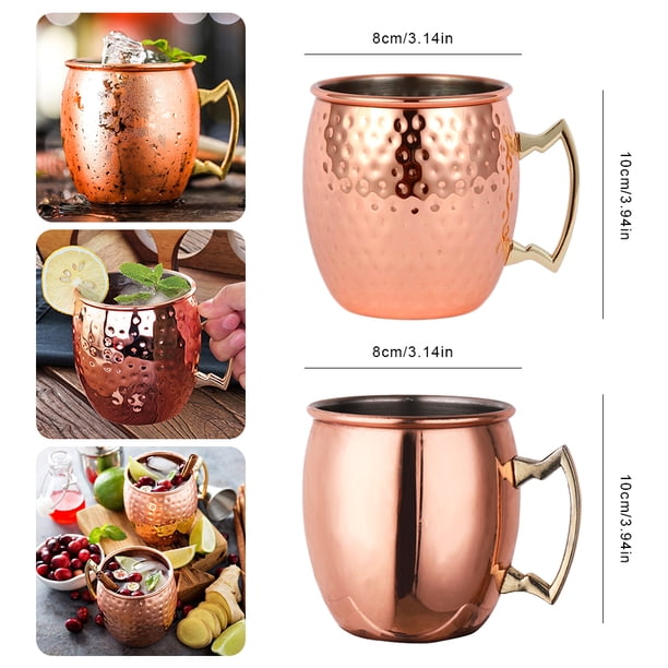 Cobre Mula Moscú Metal Vasos Acero Inoxidable para Vino Y