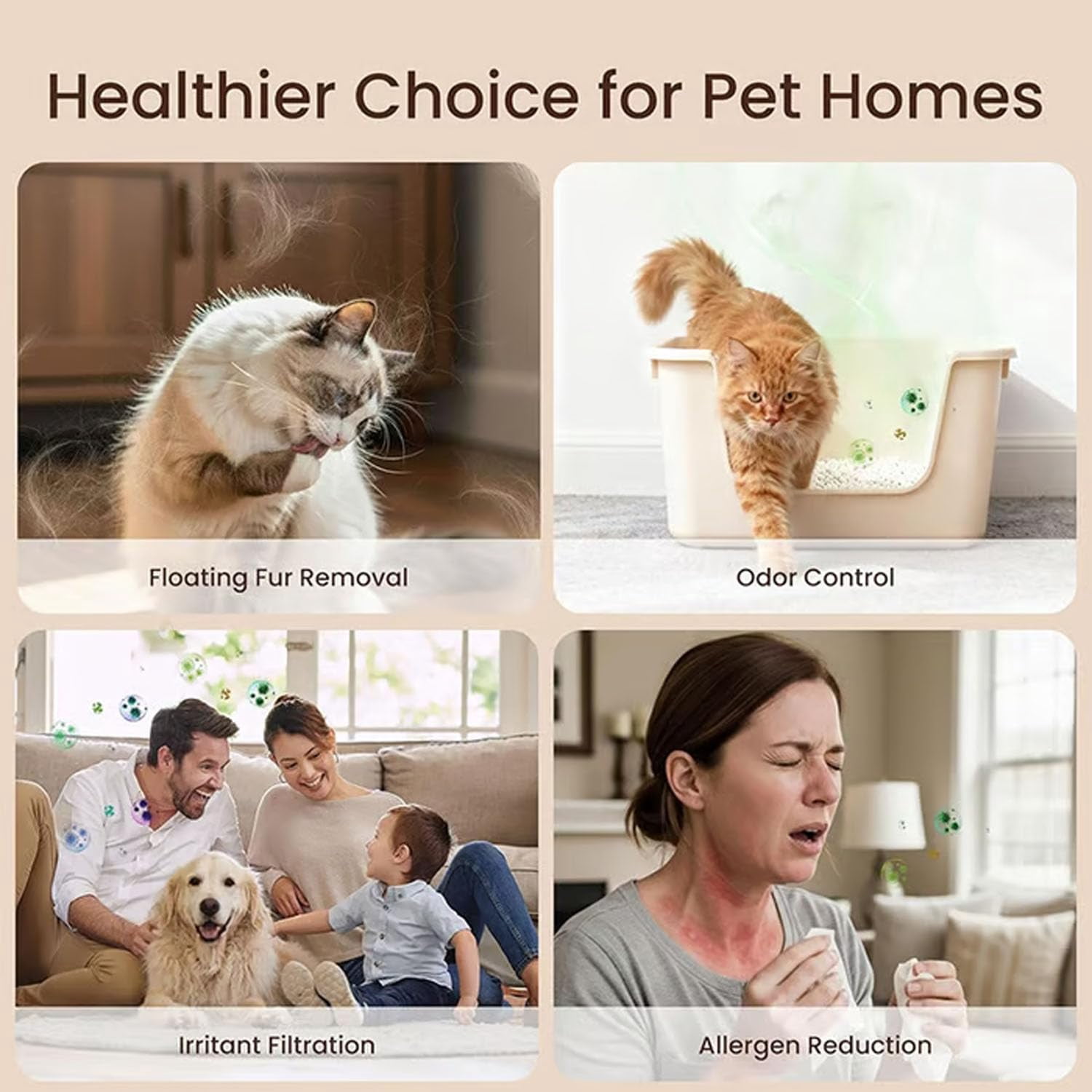 Home Pet Fur & Odor Removal Magic Box, Portable Indoor Air Purifier for Pet Hair, Dust & Odor, Bedroom & Living Room Dust Collector