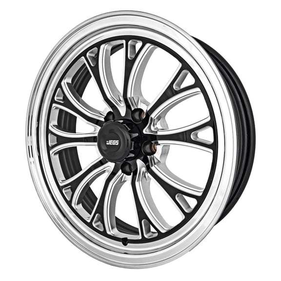 JEGS SSR Spike Wheel [Size: 17" x 4.5"] Polished Lip with Black Milled Spokes