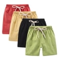 thumbnail image 2 of ITSAME Casual Shorts for Kids Girls 4-Pack, Elastic Waist Stretchy Cotton Linen Summer Lightweight Athletic Shorts Yellow 2T, 2 of 9