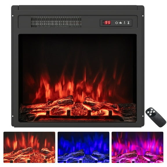 Giantex 18" Electric Fireplace, Recessed Fireplace Heater w/Adjustable Flame Colors