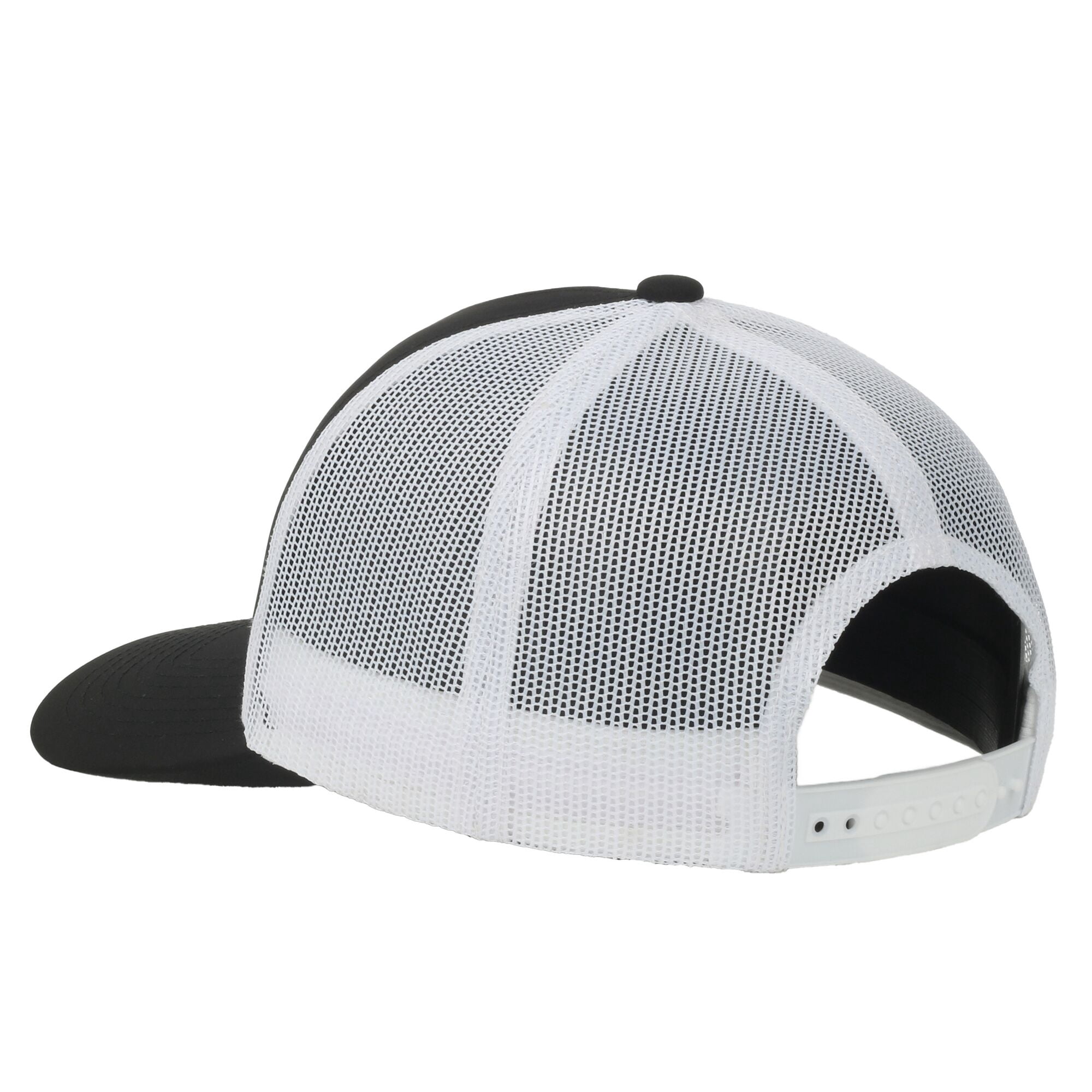 Black/White Bass 5-Panel Fishing Cap – Structured Mesh Back, Embroidered, One Size