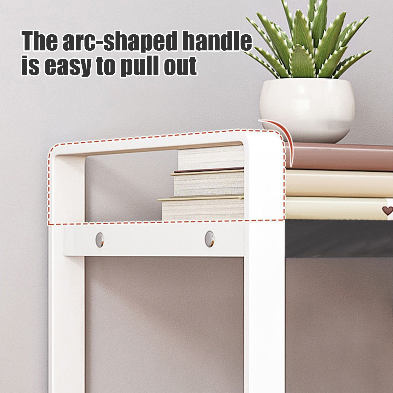 Merryso 2-Tier Desktop Organizer, Metal Frame Wooden Desk Shelf - Small Bookshelf for Student Office, Space Saving Tabletop Storage, White Compact Desk Organizer