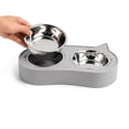thumbnail image 7 of Vibrant Life 0.95-Cup Silicone and Stainless Steel Cat Double Dinner Pet Bowls, Gray, 7 of 7