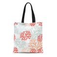 thumbnail image 1 of JSDART Sac Fourre-Tout en Toile Motif Coraux Rouge Rose et Menthe Réutilisable Sac à Provisions Nautique Réutilisable, 1 of 1