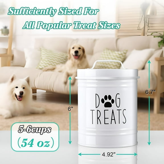 ACDANC Airtight Dog Food Storage Container with Lid for Kitchen Counter Metal Dog Treat Jar Iron Dried Dog Food Bin for Pet Owners