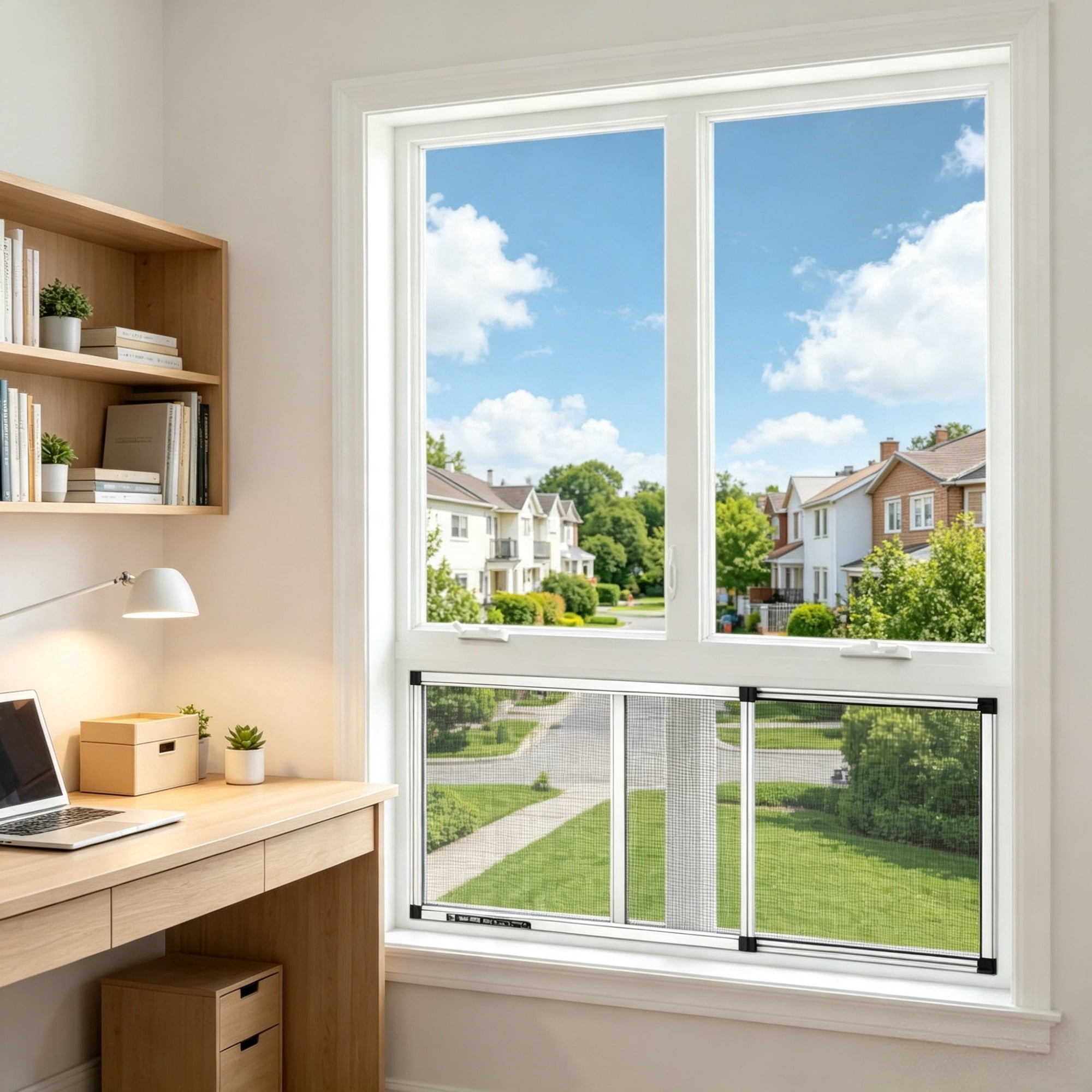 2 Pack Adjustable Window Screen, 15" H x 21"–40" W, Expandable Aluminum Frame with Durable Mesh, Horizontal or Vertical Mount, Fits Most Home Windows