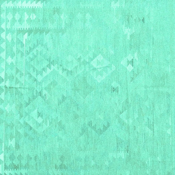 Ahgly Company Indoor Square Solid Turquoise Blue Modern Area Rugs, 8' Square