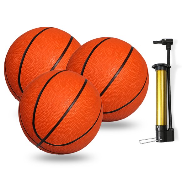 3-Pack 5.1 Inch Rubber Mini Basketballs with Inflation Pump - 13cm Diameter, 150g Lightweight Mini Sports Balls for Indoor/Outdoor Play, Includes 3 Mini Hoops Balls and Air Pump