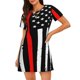 thumbnail image 1 of Balery Firefighters USA Flag Camisón de manga corta con cuello redondo para mujer, cómodo y elegante., 1 of 6
