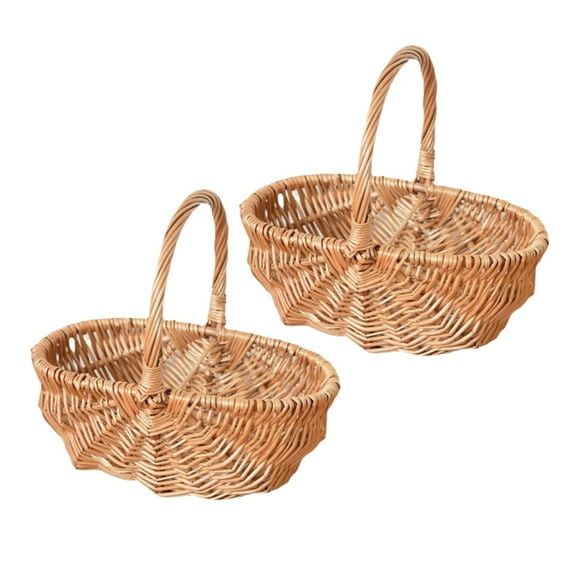 veasfak 2Pcs Woven Storage Baskets Picnic Serving Baskets Living Room Wicker Baskets