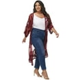 thumbnail image 3 of Feinuhan Women's Lace Mesh Kimono Cardigan, Half Sleeve Swimsuit Cover Up, Burgundy, XL/XXL, 3 of 7