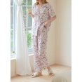 thumbnail image 2 of Loungewear Pjs Set Conjunto Pijama Mujer Camisa Manga Corta Con Botones Y Pantalones Largos, 2 of 9