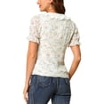 thumbnail image 3 of Allegra K Women's Ruffle Round Neck Floral  Embroidered Button-Down Shirt Top, 3 of 6