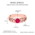 thumbnail image 6 of Rosec Jewels Natural Ruby Solitaire Ring with Diamond for Women, Beaded Ring - AAA Quality, 10K Rose Gold, US 6.50, 6 of 7