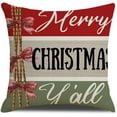 thumbnail image 3 of Set of 2 Christmas Decorative Throw Pillow Covers, Believe Noel Christmas & Merry Christmas Y''all, Red and Green, 18x18 Inches, 3 of 4