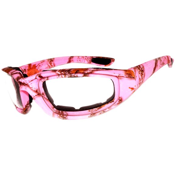 Motorcycle Sunglasses - Camo Pink Frame / Clear Lens