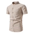 thumbnail image 4 of Birdeem Chemises pour Hommes Mode Décontractée Imprimé Col Rond Bouton Manches Courtes Chemise Blouse, 4 of 9