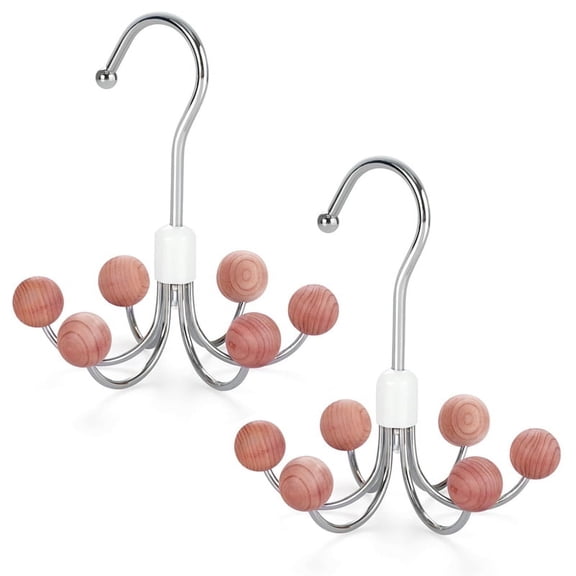 Hoodie Hangers 2-Pack with 6 Balls, 360°Swivel Purse Hanger, Scarf Hanger, Closet Hooks, Handbag Organizer, Bra Hanger