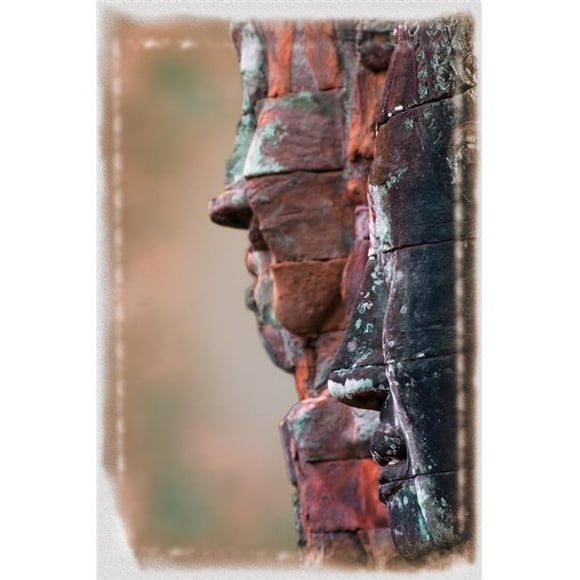 Posterazzi DPI1803690LARGE Stone Head At Bayon Temple Angkor Thom Siem Reap Cambodia Poster Print by Carson Ganci, 22 x 34 - Large