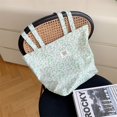 thumbnail image 1 of Bolso de mano de gran capacidad con diseño de flores rotas, bolso de hombro de lona, bolso de compras portátil para estudiantes femeninas, 1 of 6