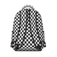 thumbnail image 3 of Black and White Checkered Pattern Backpack for School, Cute School Bag with Adjustable Shoulder Straps and Padded Back, 15.3"x11"x7.1", 3 of 5