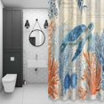 thumbnail image 4 of Sea Corals Turtle Bathroom Shower Curtain, Summer Beach Sea Stars Retro Texture Waterproof Washable Soft Bath Curtain for Bathtub Decor with 12 Hooks&Grommet, 36x72 Inch, 4 of 9