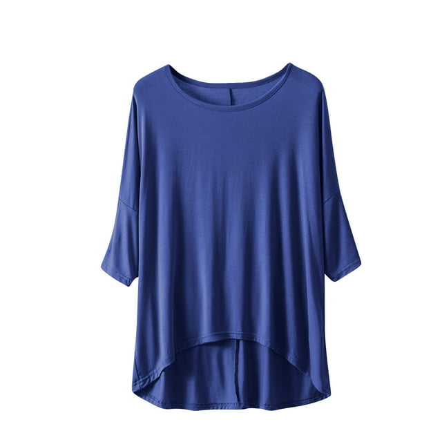 Timegard Hauts pour Femmes Pyjamas Col Rond Manches Courtes Épaules Tombantes Ample Doux Vêtements de Détente Décontractés Pjs Hauts