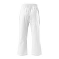 thumbnail image 6 of Dazajoo Womens Plus Size Linen Capris 2024 Summer Casual Cotton Drawstring Pants with Pockets Loose Fit Lightweight Solid Color Pants for Women Today Deals,White,XXL, 6 of 7
