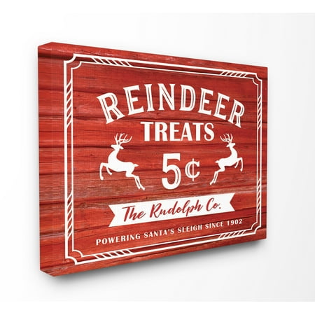 Reindeer Home Decor The Stupell Home Decor Collection Reindeer Treats Vintage Sign XXL Stretched Canvas Wall Art ()