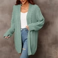 thumbnail image 6 of Mid-Long Cardigans for Women Soft Comfy Solid Color Open Front Sweater Outwear Casual Loose V Neck Cable Knit Jacket (Green S), 6 of 6