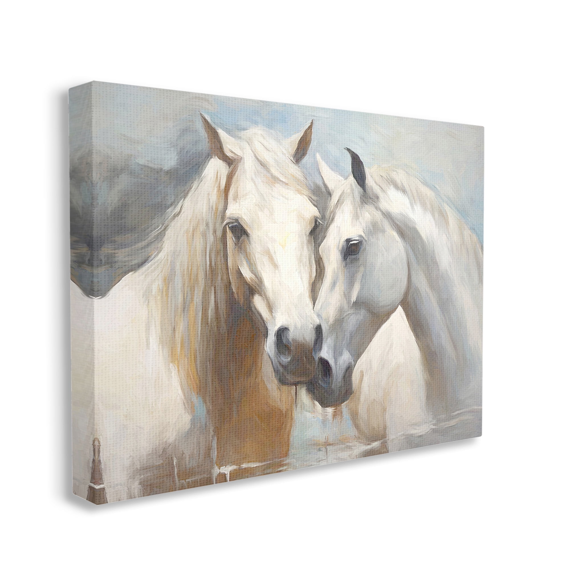 Stupell Industries White Country Horses Animals & Insects Painting Gallery Wrapped Canvas Art Print Wall Art, 48 x 36