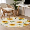 thumbnail image 5 of Yellow Sunflower Round Area&nbsp;Rug 3ft Spring Watercolor Floral Leaf Plant Linen Texture Non-Slip&nbsp;Washable Circle Rugs Soft Felt Indoor Floor Mat for Bedroom Kitchen Living Room Bathroom, 5 of 9