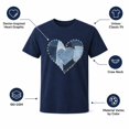 thumbnail image 6 of Women's Denim Heart Graphic T-Shirt, Short Sleeve Casual Tee, 6 of 9