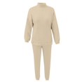 thumbnail image 7 of Soyumi Loungewear Boho Homewear French Cute Daily Family Tracksuits Going Out Fall Casual Comfy Soft Basic Matching Sets Women Clothing Costume Sleepwear Pajamas Matching Sets Cozy Petite, Khaki, 7 of 7