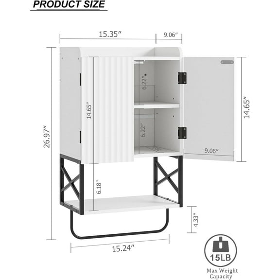 Fluted Bathroom Wall Cabinet