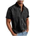 thumbnail image 2 of DayScoop Men Summer Solid Color Topss, Men's Casual Loose Fitting Stylish Breathable Button Pocket Short Sleeved Collared Shirt, 2 of 6