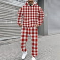 thumbnail image 5 of Hearthz Men's Sweatshirt Suit 2 Piece Outfit Plaid Fleece Hoodie Jogger Sweatpants Set Winter Big and Tall Sweatsuits, 5 of 6