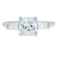 thumbnail image 2 of 1.62 ct Square Emerald Cut Simulated Blue Diamond Three-Stone Engagement Ring for Women in 18K White Gold, 2 of 2