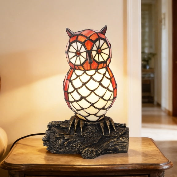 LUOLAX 7-Inch Retro Owl Table Lamp, Retro Owl Table Lamp, Owl Shape Table Lamp, Bedroom Nightstand Living Room Decorative Table Lamp