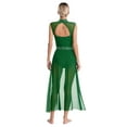 thumbnail image 4 of DPOIS Womens Mock Neck Open Back Lyrical Dance Dress Green-A L, 4 of 7