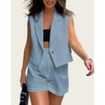 thumbnail image 3 of FreshPretty Womens Summer Two Piece Sets Button Sleeveless Crop Vest Blazer and High Waisted Shorts Suit Set Casual Outfits, 3 of 6