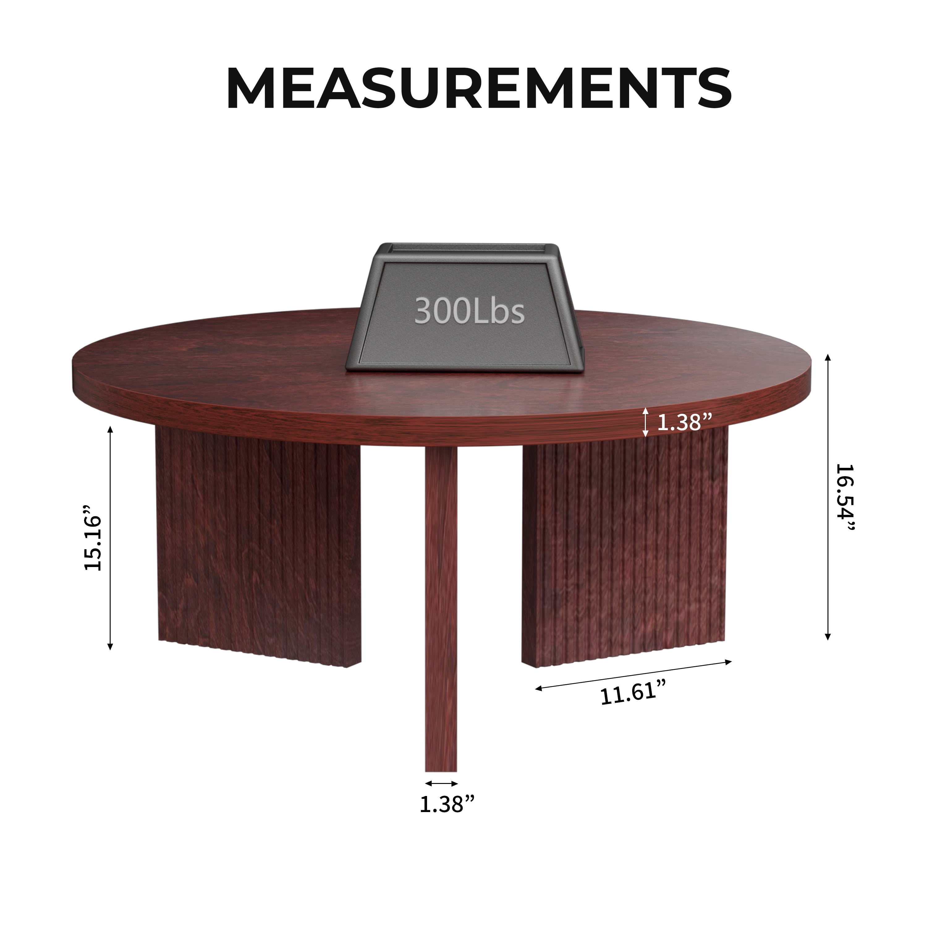 Noodeniya 35" Round Coffee Tables, Accent Tea Tables for Living Room, Burgundy