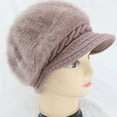thumbnail image 3 of BLOCLOALO Womens Winter Plush Beanie Hat with Knit Visor Warm Fashionable Solid Colors Bomber Hats for Cold Weather Light Violet One Size, 3 of 3