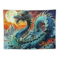 thumbnail image 5 of Shiartex  Japanese dragon Tapestry Wall Hanging Asian Anime Tapestry Moon Cloud Misty Mountains Watercolor Painting Art Wall Tapestries for Bedroom Living Room Dorm Decoration 60x50inch, 5 of 6