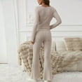 thumbnail image 5 of Women's Stripe Pajama Set with Round Neck Long Sleeve Blouse and Short Pants for Lounge Comfort, 5 of 7