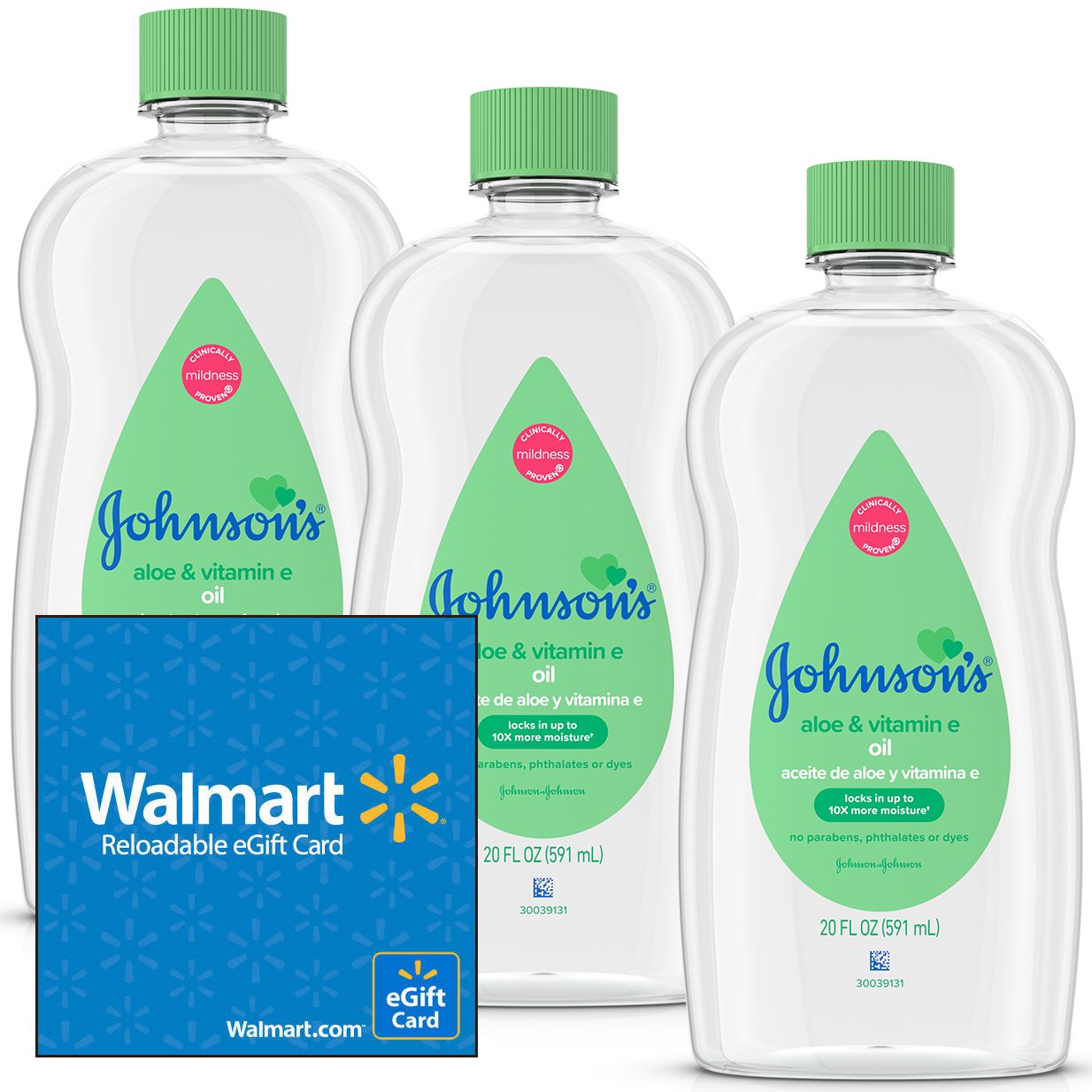 Buy 3 Johnson's Baby Oils with Aloe Vera & Vitamin E, Get a $5 Gift Card Free
