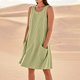 thumbnail image 1 of WILLBEST Vestidos Casuales Para Mujer Verano Vestido De Lino Para Mujer Vestido De Playa Informal Hasta La Rodilla Vestido Sin Mangas Vestido Casual Estampado De Verano Con Bolsillos, 1 of 3