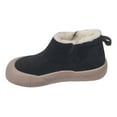 thumbnail image 6 of Womens Winter Snow Boots with Protective Toe Fleece Lined Warm Non Skid Slip on Walking Flats Work Ankle Booties Black Size 6, 6 of 7