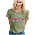thumbnail image 2 of Kindergarten Teacher Lady Shirt Back to School Rainbow Preschool Teacher T Shirt Hello Kindergarten T Shirt Top Z04-Adult-Green, XL, 2 of 4